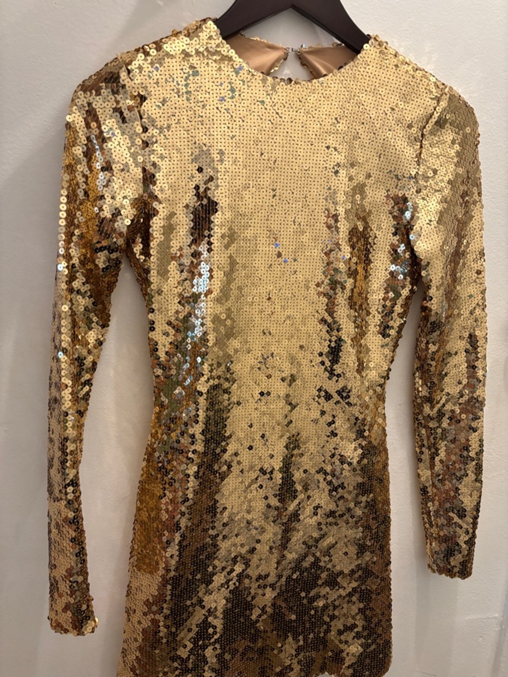Gold Sequin Long-Sleeve Mini Dress